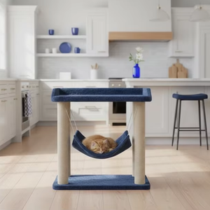 ที่นอนแมวคุณภาพสูง Amistar Royal Blue Cat Retreat พร้อมที่ลับเล็บแบบเปลญวนสำหรับแมวทุกขนาด - Product Image 4