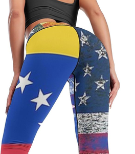 U.S.A Venezuela Flag Women's <b>High</b> <b>Waist</b> Yoga Pants <b>Tummy</b> <b>Control</b> <b>Leggings</b> Workout Running - Product Image 2