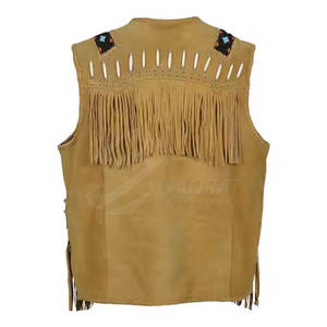 Wholesale Custom Made <b>Cowboy</b> Leather <b>Vest</b> Fashionable Casual Design with Breathable Quality Cheap Price Made in Pakistan - Product Image 2