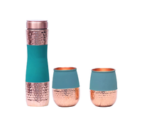Botella de Agua de Cobre Hecha a Mano, Elegante y Lujosa, con Tapa de Paja, Multiusos, para Viajes, Salud y Bienestar Diario, Personalizable