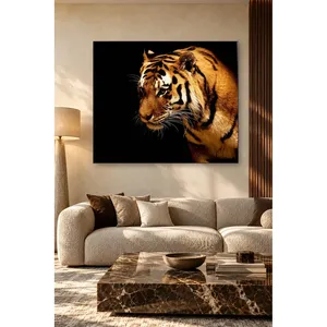 Portrait de tigre orange Fida sur fond noir, impression sur toile - Product Image 4