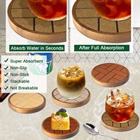 Lot de 5 sous-verres absorbants pour boissons, sous-verres en bois avec tampons en feutre, sous-verres pour protection de table à café, antidérapants