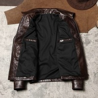 Manteau en cuir pour hommes coupe-vent en cuir à double boutonnage style militaire