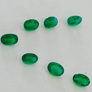 Piedra de Esmeralda Sintética Rellena de 7x5 mm, 3 Quilates, Corte Ovalado Hidrotermal, Gema Cultivada en Laboratorio para la Fabricación de Joyas - Product Image 1