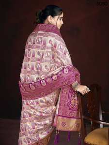 <b>Silk</b> <b>Thread</b> Partywear Saree With Hand Work - Product Image 2