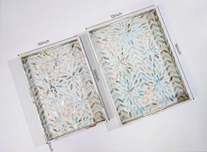 Plateau d'incrustation de nacre fait à la main unique pour une salle à manger et un salon élégants pour une décoration nautique et un service élégant - Product Image 4