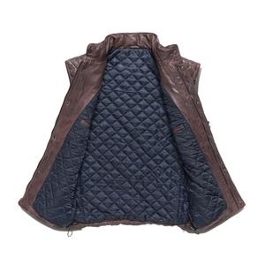 Gilet en cuir véritable pour homme, prix d'usine, meilleure qualité, hiver, équitation, marron, imperméable, respirant, réversible, toile vintage - Product Image 4