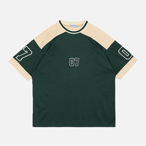 เสื้อยืดฟุตบอลผ้าฝ้าย100% โอเวอร์ไซส์ออกแบบได้ตามต้องการเสื้อฟุตบอลวินเทจสำหรับทุกเพศเครื่องแต่งกายแนวสตรีทเสื้อฟุตบอลระบายอากาศได้ดีเป็นมิตรต่อสิ่งแวดล้อม - Product Image 1