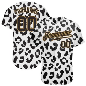 เสื้อเบสบอลแท้ลายเสือดาวดีไซน์ลาย3D สีขาวดำทองแบบกำหนดเอง - Product Image 1