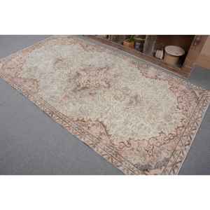 พรมผ้าวูลสไตล์ตุรกีโบราณสีเบจสีน้ำตาล4.7x8.6ft ทำมือดีไซน์งานเย็บปะติดสำหรับวัยรุ่นตรงทางเดินทรงสี่เหลี่ยมผืนผ้าทำจากยาง - Product Image 3