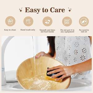 Grand bol de service en bois rustique Bol à vaisselle en bois d'acacia naturel écologique - Product Image 4