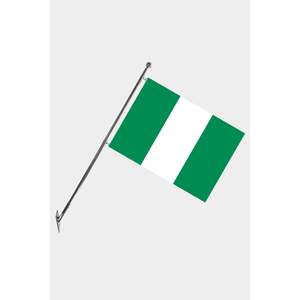 Ensemble de mât de drapeau télescopique du Nigeria, mural, en aluminium et polyester, impression numérique, 3x5 pieds, pour les agences d'assurance et de voyages - Product Image 1