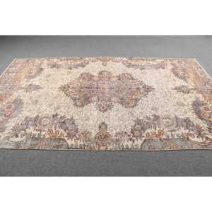 Turkish Rug, Large 5.6x9.8 ft Vintage Rug, <b>Brown</b> Striped <b>Wool</b> Rug - Product Image 3