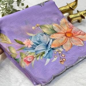 ส่าหรีผ้าไหมอ่อนนุ่มของผู้หญิงพร้อมด้วยงานแฮนด์เมดที่สวยงามและขอบตัด - Product Image 1