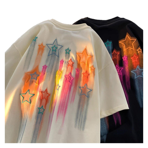 Venta caliente hombres Puff estampado camiseta de gran tamaño de alta calidad personalizado 3D Puff estampado camiseta gota hombro cuello redondo letra impresa camisa - Product Image 2