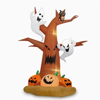 Décoration de fête d'Halloween en forme de citrouille et de fantôme gonflable, modèle d'air lumineux LED pour cour américaine, arbre fantôme