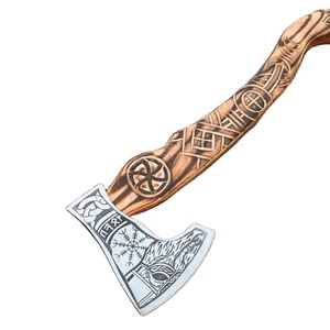 Hacha Vikinga Hecha a Mano de Acero Industrial con Alto Contenido de Carbono, Mango de Madera de Palisandro, Funda de Cuero, Personalizable, 1.5 kg, Multiusos - Product Image 1