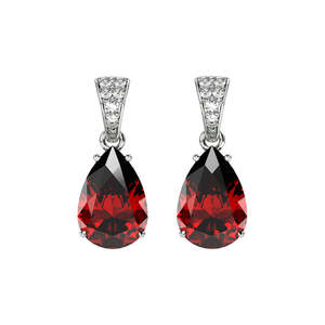 NOVAMART Fine Blood <b>Red</b> Rhodium-Plated 925 Sterling Silver Water Drop <b>Earrings</b> for Women & Girls Wholesale Export - Product Image 1