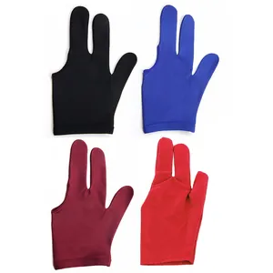 Venta al por mayor de guantes de billar personalizados almohadilla antideslizante 3 dedos taco de billar tiro Snooker tiradores guantes para la mano izquierda o derecha