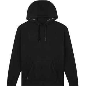 Sweat à capuche gaufré de qualité supérieure pour hommes Noir lourd 100% coton Coupe décontractée Design minimaliste avec cordons à bout ciré - Product Image 1