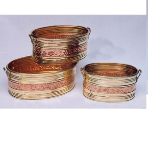 Oval Shape Copper Antique Finishing Planter Large Flower Planter <b>Pots</b> <b>for</b> Garden Decor Home Decoration Metal Planter <b>Pot</b> - Product Image 1