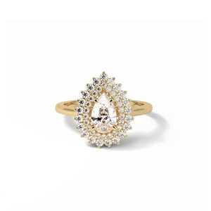 Direct Factory Supply 14K White Gold 0.94 Ct Pear Cut Moissanite Engagement <b>Ring</b> with Pave Setting GRA Certified <b>Indian</b> Exporter - Product Image 1