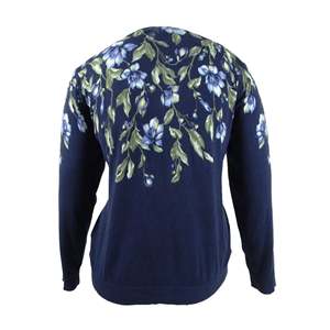 Cardigan Casual da Donna Karen Scott con Stampa Floreale, Taglia Small, Blu, in Lana e Pelliccia, per Autunno e Primavera, con Bottoni e Tecnica Jacquard - Product Image 2