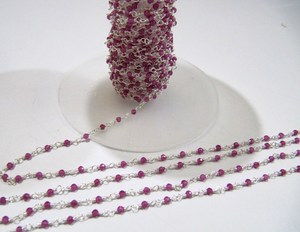 Chaîne de chapelet perlé à facettes en quartz rubis naturel 2mm - Product Image 4