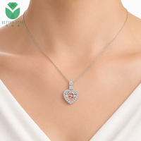 Collier pendentif de luxe en or blanc 14K 18K avec diamant rose de laboratoire taille cœur, certifié IGI, bijoux pour femme