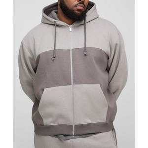 Sweat à capuche long et ample MOVATEXTILE Basics 2025, dernier design, gris, avec poche kangourou et fermeture éclair, en coton mélangé personnalisé - Product Image 4