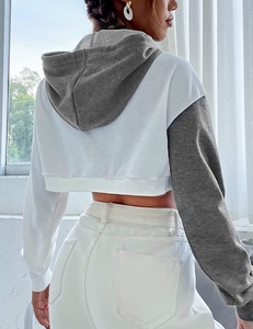 Trendy Women's Winter Casual Cotton Hoodie <b>Pink</b> <b>Crop</b> <b>Top</b> Sweatshirt Washed Technique Wholesale Fashionable Design - Product Image 3