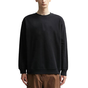 2025 couleur unie brodé Logo personnalisé hommes O cou à manches longues pull sweat 100% coton polaire de haute qualité fait - Product Image 2