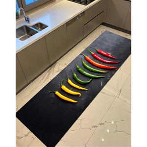 Tapis imprimé aux couleurs vives - Tapis moderne pour cuisine et extérieur, tapis fin non tissé - Product Image 4