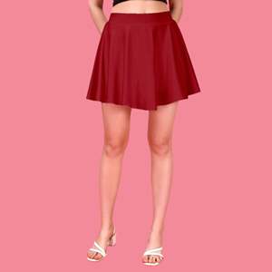 Trendmalls Women's Red Flared Knee-Length <b>Skirts</b> with Attached Inner Shorts Comfortable and Plain Dyed Trendy Style - Product Image 1