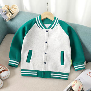 Veste universitaire unisexe pour enfants en tricot écologique, respirante et coupe-vent, en polyester/coton, doublée de polaire, style streetwear - Product Image 3