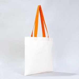Bolsa de Mano de Algodón con Asa Naranja, 16 x 14 Pulgadas (40 x 35 cm), Color Naranja Sólido, Bolsa con Correa, Las Mejores Bolsas Promocionales para Regalos - Product Image 3