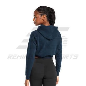 Venta al por mayor personalizada en blanco crop top Fitness Yoga Gimnasio Ropa Mujeres Crop Top Sudadera con capucha - Product Image 4