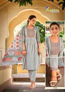 Colección de ropa pesada y hermosa de estilo moderno, pantalón de rayón Kurti con Dupatta con hilo y trabajo manual, fabricante de la India - Product Image 3
