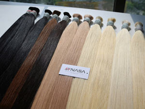 Precio al por mayor Extensiones de cabello a granel Sedoso y sin caída Doble ahogamiento 100 gramos Colores claros 12 pulgadas - Product Image 5