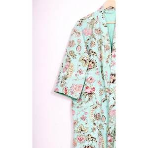 Nouvelle arrivée été, peignoir pour femme en coton 100% Kantha, fait main, respirant, doux, col en V, imprimé fruits - Product Image 3