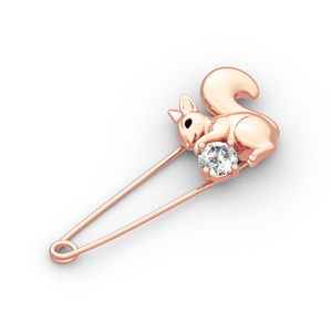 Broche de mode Jeulia en argent sterling, motif écureuil, coupe ronde - Product Image 3