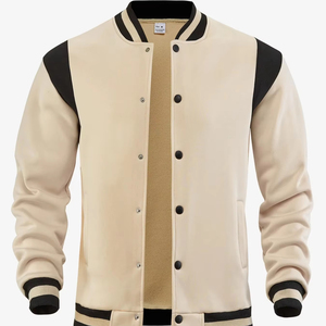 Veste universitaire de couleur unie de qualité supérieure pour hommes, uniforme de baseball ample à la mode, veste bombardier en toile imperméable et coupe-vent, veste décontractée - Product Image 1