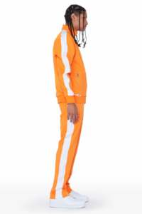 Conjunto de chándal térmico acampanado con logotipo personalizado para hombre, Sudadera con capucha y borde de corte con dobladillo crudo transpirable Vintage, pantalones de chándal para correr de talla grande para invierno - Product Image 2