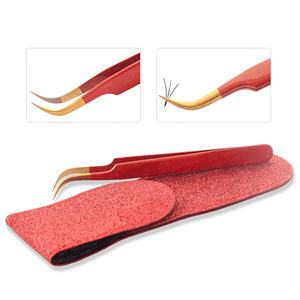 Ventilateurs de cils faits à la main pince à cils en vrac avec bout pointu matériau en acier inoxydable emballé dans une pochette en cuir - Product Image 2