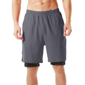 กางเกงขาสั้นเล่นกีฬาสำหรับผู้ชายกางเกงขาสั้นออกกำลังกายเล่นบาสเก็ตบอลแห้งเร็วระบายอากาศได้ดีสองชั้นสำหรับฤดูร้อน - Product Image 2