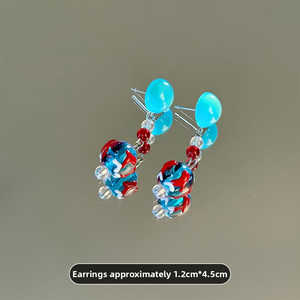 Boucles d'oreilles pendantes en alliage pour femmes, forme étoile bleue, style vintage - Product Image 2
