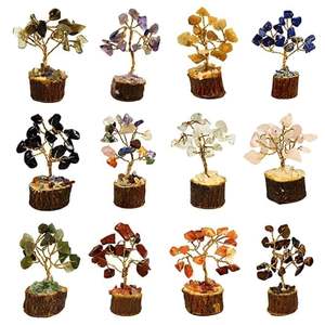 Ensemble de 12 Bonsaïs miniatures en cristal multicolore décorés d'arbres en pierre précieuse vastu et feng shui HOME GENIE - Product Image 5