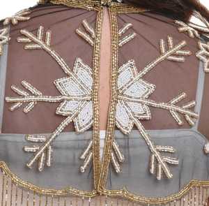 Elegante capa burlesca con cuentas hebras lentejuelas perlas hermosa silueta recta bordado Logo sujeta cuello Club vestidos - Product Image 4