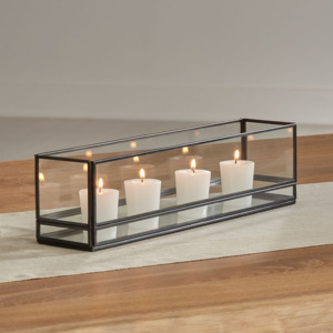 Porte-bougie en verre transparent avec cadre en métal noir de style nordique Lanternes multi-formes Pots à bougies pour la maison et le jardin - Product Image 5