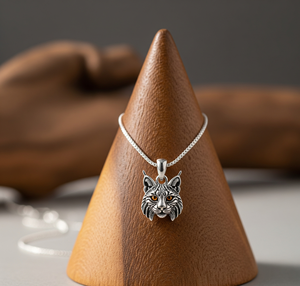 Collar de cadena de eslabones de rodio de plata 925 Unisex con abalorio Bobcat, colgante de moda de tendencia para uso diario para hombres y mujeres, regalo - Product Image 3